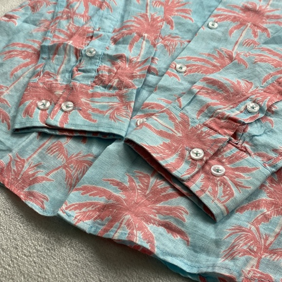 Linen Attire by Ranee’s Miami Linen Resort/Tropical LS Button Shirt (Blue/Pink) - Picture 9 of 16